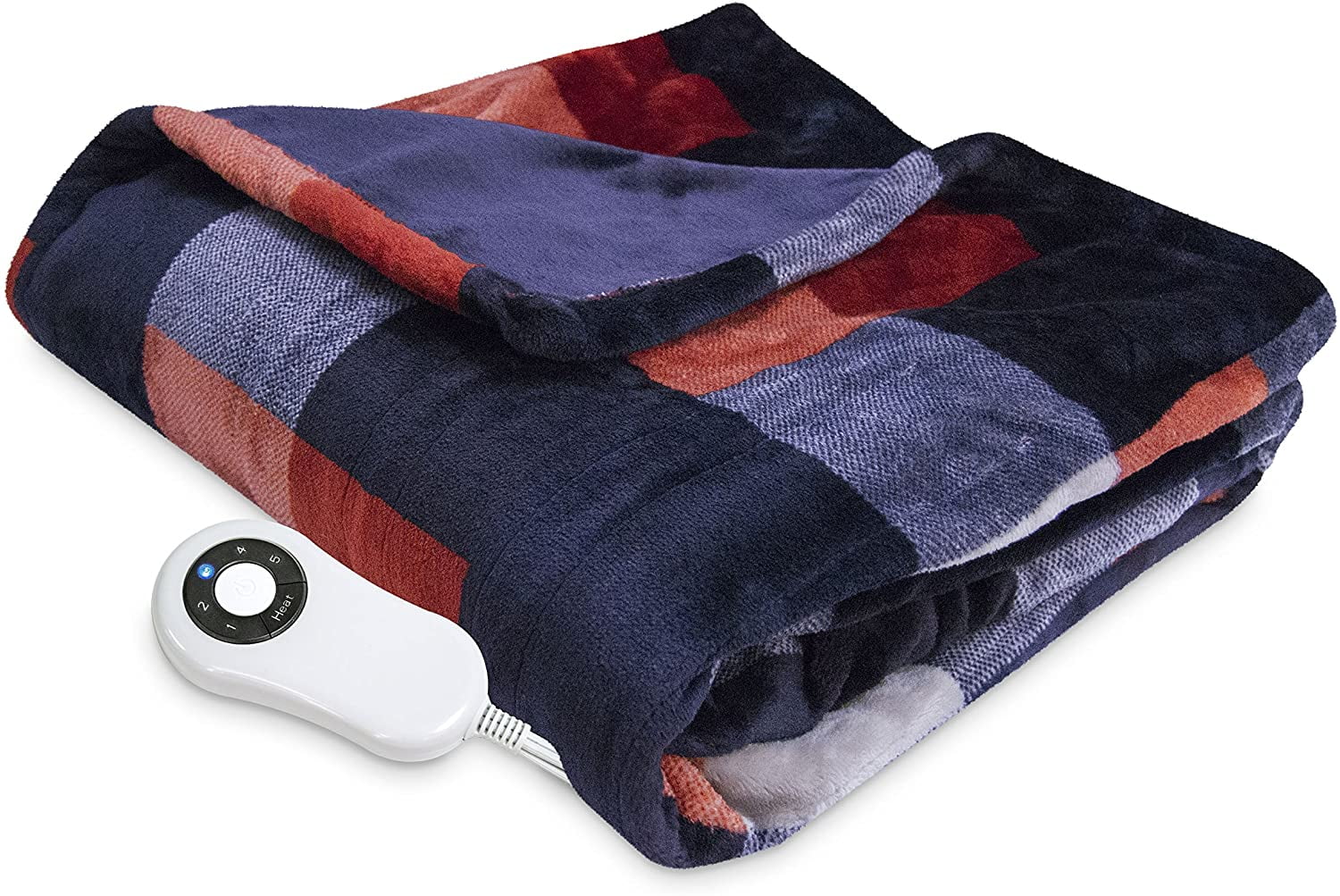 Serta Silky Plush Electric Heated Warming Throw Blanket Buffalo Check