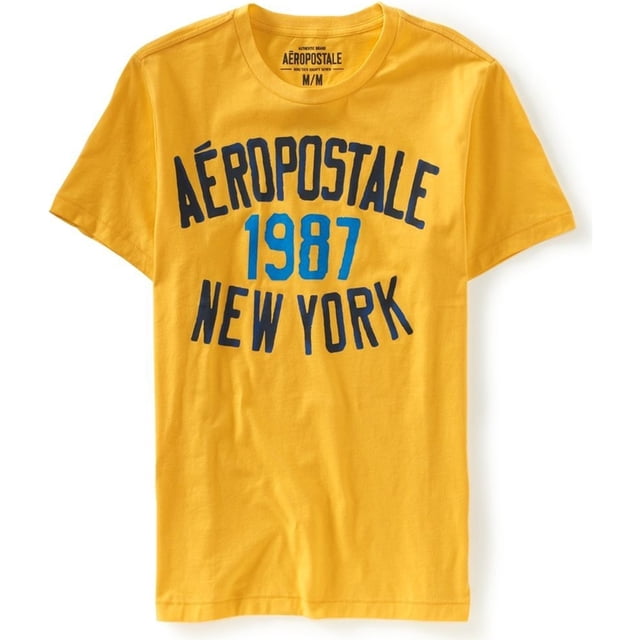 Aeropostale Mens 1987 New York Painted Graphic T-Shirt, Amarillo, Grande Aeropostale Camiseta gráfica
