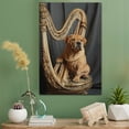 thumbnail image 2 of Chinese Cute Dog Harp Stretched Canvas Size 8x12 – Retro Chinese Dog Batter in Action With Harp for Themed Living Room, 2 of 5