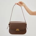 thumbnail image 3 of Leather Blend Cowhide Crossbody Bag, Women's Retro Lock Saddle Shoulder Purse, 3 of 10