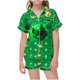 thumbnail image 1 of Odeerbi 2-12 Años Niños Niñas Verano St. Patrick'S Day Pijama de Satén Con Solapa de Muesca Conjunto de Pantalones Cortos Ropa de Dormir Conjuntos de Pijama, 1 of 5