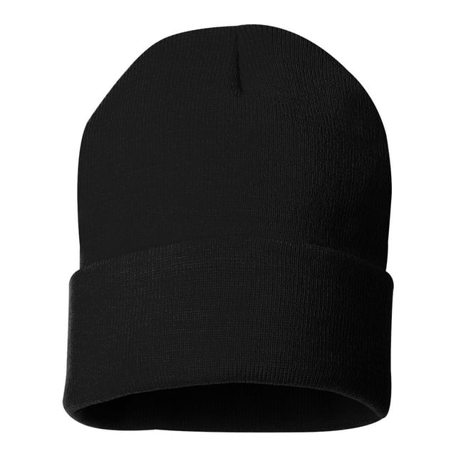 Solid 12 Cuffed Beanie, One Size, Black