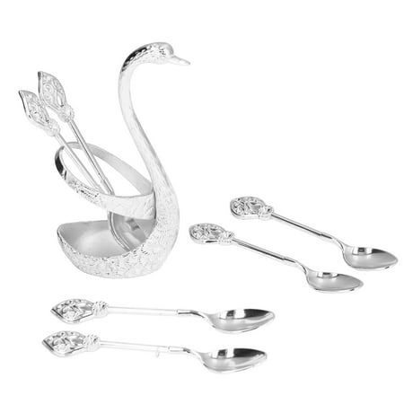 

Coffee Spoon Holder Glossy Zinc Alloy Coffee Spoon Set Highly Durable For Office For Home For Hotel Silver