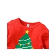 thumbnail image 3 of Bagilaanoe 2Pcs Toddler Baby Girl Christmas Outfits Christmas Tree Print Long Sleeve A Line Dress Tops + Striped Flared Trousers 6M 12M 18M 24M 3T 4T Kids Fall Long Pants Set, 3 of 7