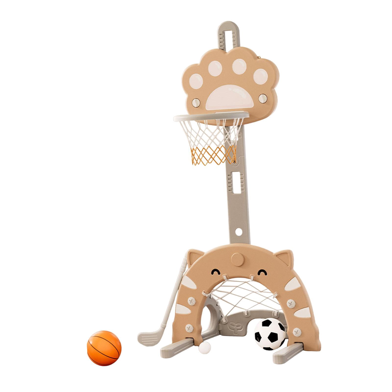 GARENDE 3 in 1 Basketball Hoop Set Portable Basketball Stand for Party Yard Carnival Brown