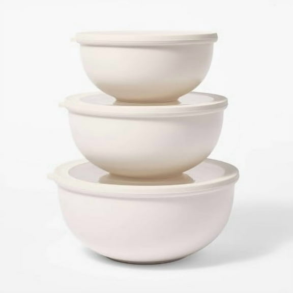 Set of 3 Plastic Mixing Bowl Set with Lids