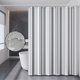 thumbnail image 4 of Juego de cortinas de ducha a rayas: cortina de bañera lavable con 12 ganchos, cortinas de ducha de tela impermeables de estilo rústico a rayas, 4 of 5