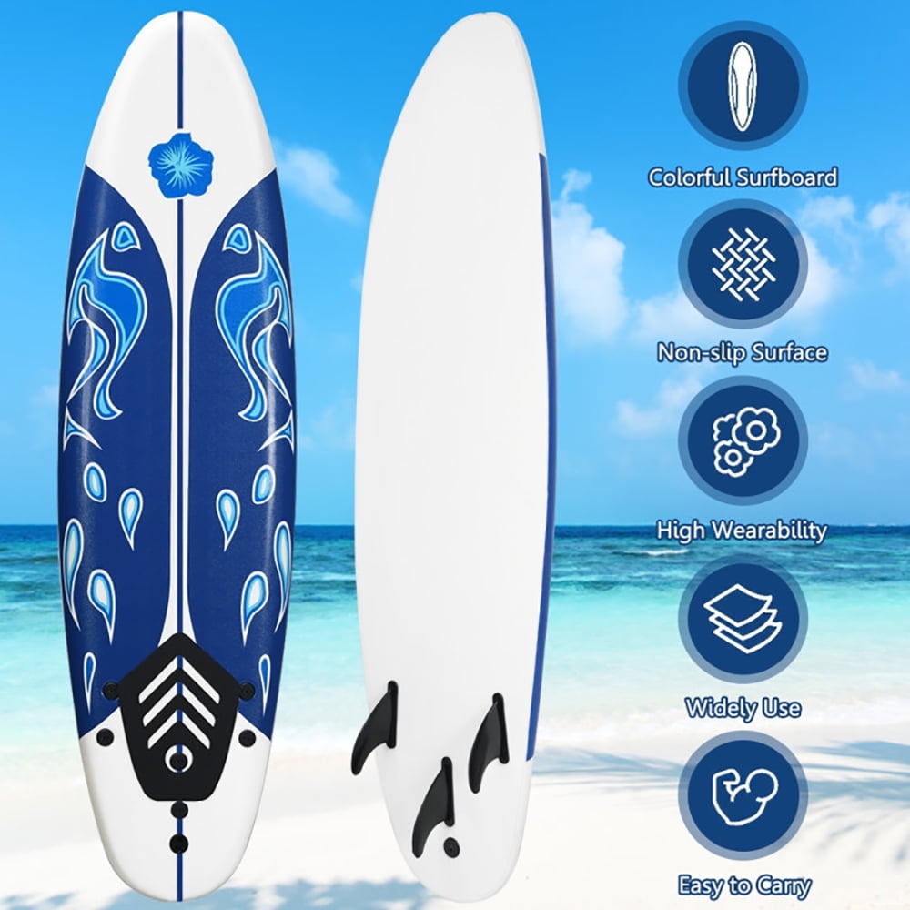 Resenkos Surfboard,Stand Up Paddle Board, 6 Feet Surfboard with 3 Detachable Fins-White