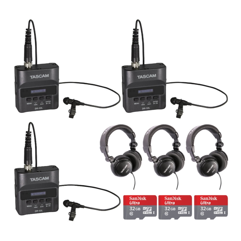 Tascam DR-10L Digital Recorder with Tascam Headphones and 32GB SD Card  (3-Pack) - Walmart.com