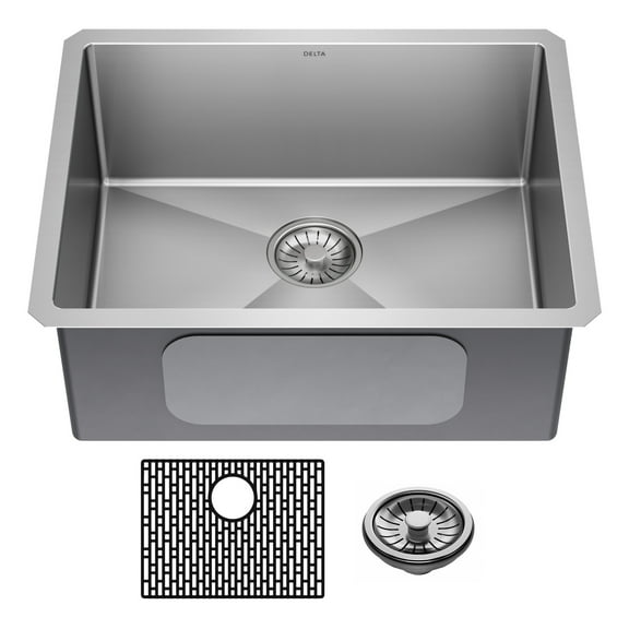 Delta 953034-23S Lenta 23” Undermount 16 Gauge Stainless Steel Single Bowl Kitchen Sink -