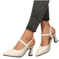 thumbnail image 6 of Viluyesy Women's Block Heels Sandals, Elastic Strap Pointed Toe Comfortable Ladies Wedding Office Dress Shoes Beige 6.5, 6 of 6