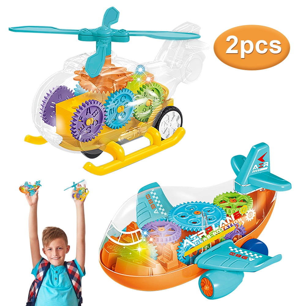 SHELLTON 2PCS Transparent Toy Plane, Electric Airplanes,Educational