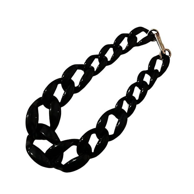 Minnieouse Collar de cadena cubana hecho a mano con pieza llamativa Collar de cadena cubana hecho a mano con declaración de moda Ropa, zapatos y accesorios Miscelánea Negro