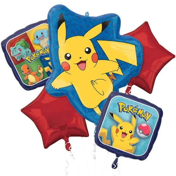 Pokemon Anagram Balloon Bouquet Kit (5 piece) - Party Supplies Decorations