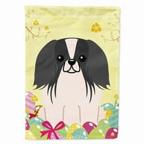 Caroline's Treasures BB6105GF Easter Eggs Pekingnese Black White Flag Garden Size , Small, multicolor