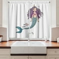 thumbnail image 2 of Ambesonne Cartoon Kitchen Curtains, Mermaid Cartoon, 55"x45", Violet Blue and Beige, 2 of 3