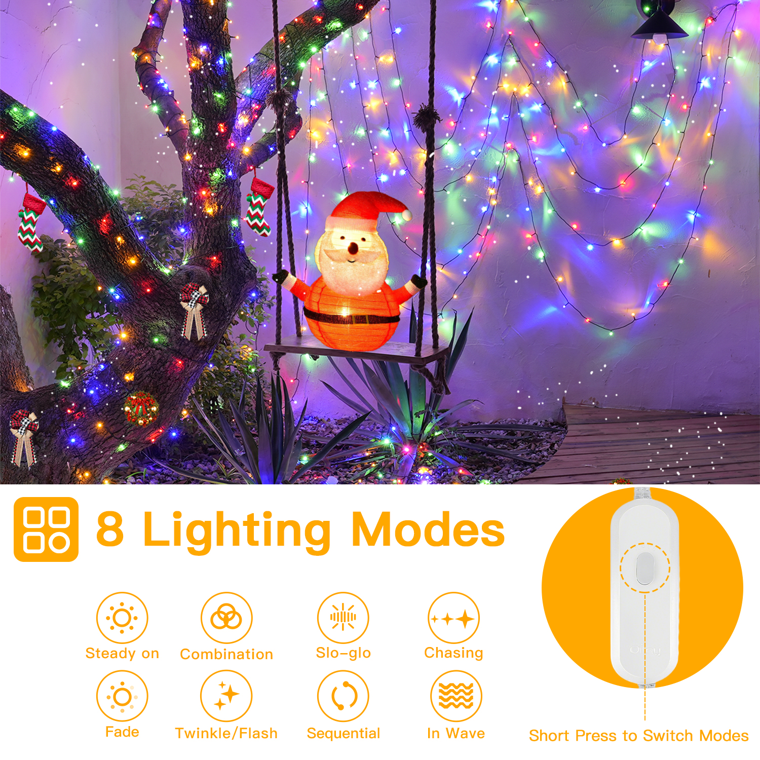 Ollny 66ft 200 LED Christmas String Lights Multicolor photo 5