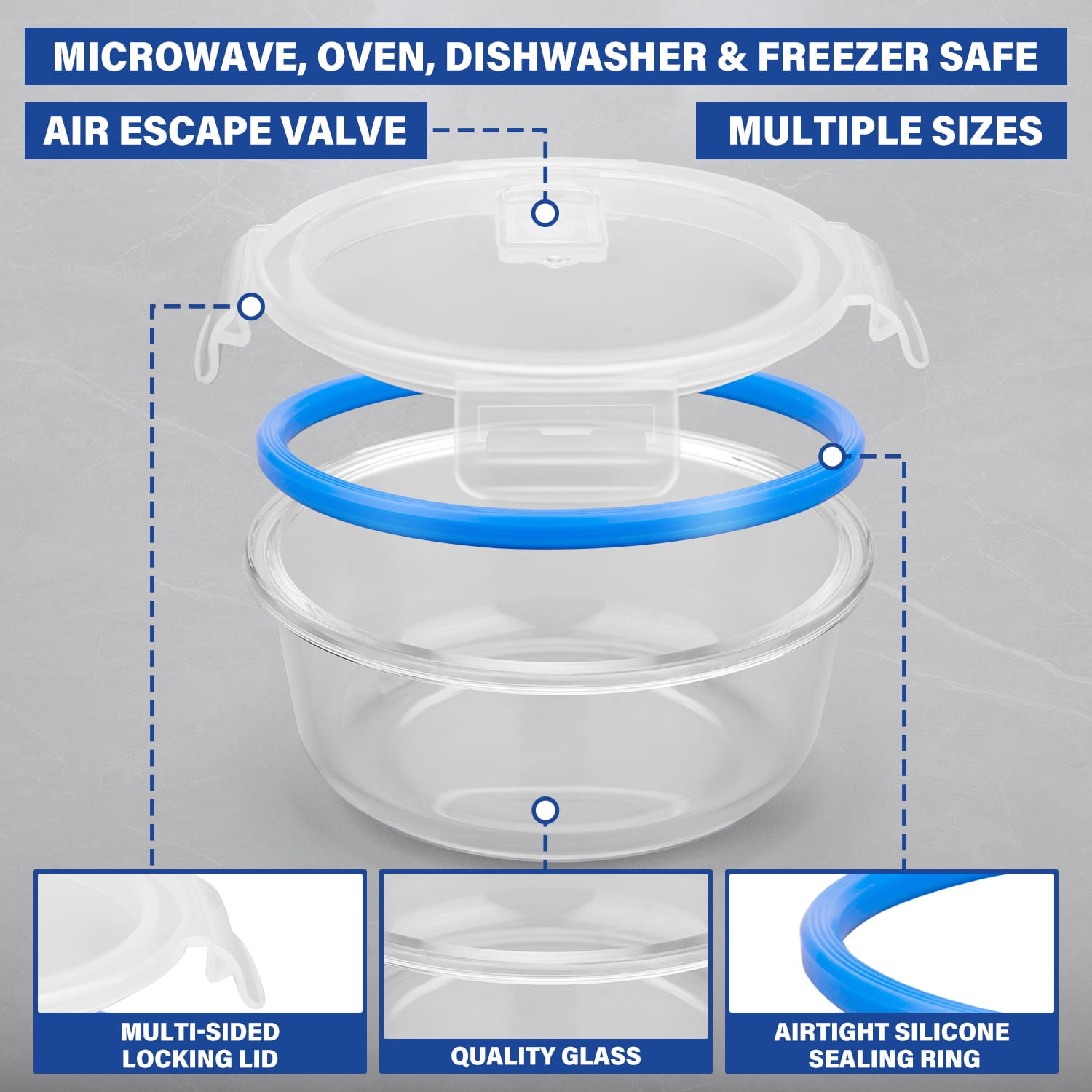 Stelive 12 Pack Glass Food Storage Lunch Containers Airtight Lids With Steam Vents, BPA Free Meal Prep Containers, Safe For Microwave, Dishwasher, Oven & Freezer Pantry Kitchen Storage, 310-1040ml