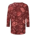 thumbnail image 3 of Plus Size 3/4 Sleeve Tops for Women Trendy Casual Round Neck Graphic Basic Tee Shirt Fall Summer Tshirts (2XL, Red), 3 of 6