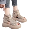 thumbnail image 3 of Sandalias de plataforma alta para mujer con suela gruesa, estilo nuevo de verano, prendas de vestir de moda, botas cortas con boca de pez ahuecadas, sandalias romanas para mujer, 3 of 5