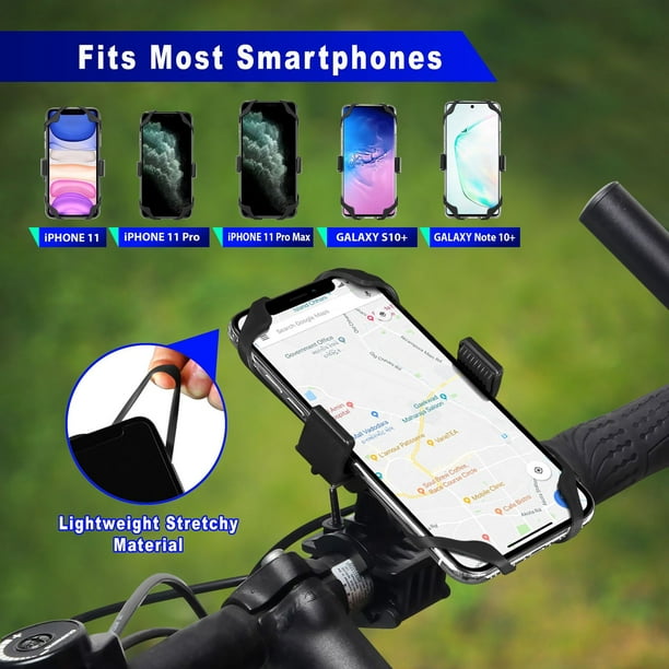 Insten Motorcycle Bicycle Holder Mount with Grip, 360 Adjustable for iPhone 11 Pro Max XS X 8 7 6s Plus Samsung S9 S8 Smartphone GPS Active Universal Black - Walmart.com