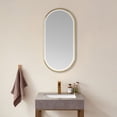 thumbnail image 2 of Vinnova Grande 18" Oval LED Lighted Bathroom Vanity Wall Mirror Gold Aluminum Frame, 2 of 10
