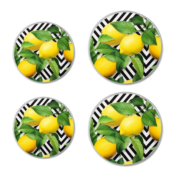Round Stove Burner Covers 4 Pcs Metal Electric Stove Burner Covers 8Inch And 10Inch ,Lemon Yellow Limon Fruits lovely