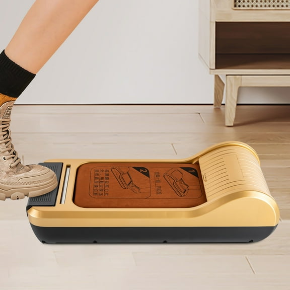 Shoe Film Machine 22.83*9.65*5.91 in Automatic Shoe Cover Dispenser Portable Disposable Overshoe Dispenser with 1 Roll of Film For Home, Hotel, Real Estate, Hospital, Computer Room Gold