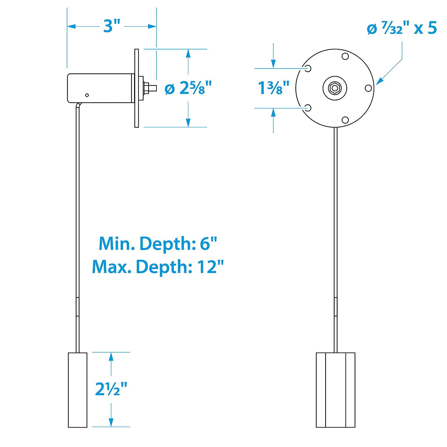 Seachoice Metal Fuel Level Sender with Mounting Screws and Gasket
