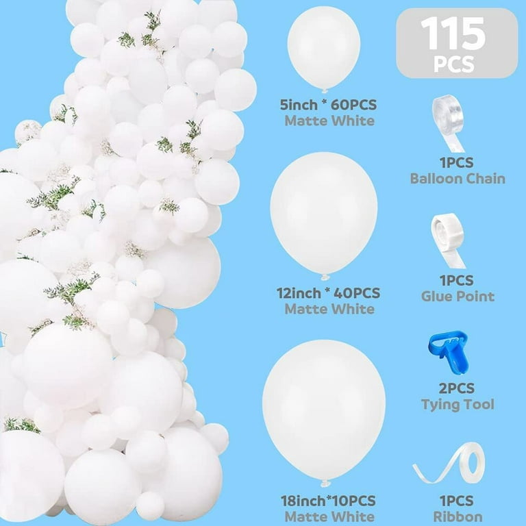 YANSION 115Pcs White Balloon Garland Arch Kit White Balloons Wedding  Decoration Balloon Arch Kit Bridal Shower White Birthday Decoration  Backdrop Party Supplies Baby Shower Decorations 