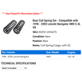 thumbnail image 2 of Rear Coil Spring Set - Compatible with 1998 - 2002 Lincoln Navigator 4WD 5.4L V8 1999 2000 2001, 2 of 2