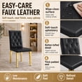 thumbnail image 7 of StnTalk Black Dining Chairs Set of 2, Tufted Faux Leather Kitchen Chairs with Gold Metal Legs, Upholstered Parsons Accent Chairs for Small Space, Apartment, Easy Assembly, 7 of 7