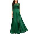 thumbnail image 2 of Lovskoo Wedding Guest Dresses for Women Evening Gown Trendy Summer Lace Patchwork Solid Round-Neck 1/2 Sleeve Long Cocktail Dresses 2023 Green, 2 of 5