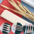 thumbnail image 4 of LAICAIW 8 Sets Wheat Straw Cutlery, Reusable Portable Travel Utensil Set with Case, Spoon Knife Fork Tableware Set, for Kids Adult Travel Picnic Camping or Daily Use (8 Colors), 4 of 7