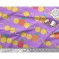 thumbnail image 2 of Soimoi Purple Viscose Chiffon Fabric Pine & Lemon Slices Fruits Print Fabric by Yard 42 Inch Wide, 2 of 3