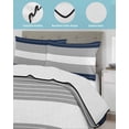 thumbnail image 4 of Quilts Full Size, Navy Blue Grey Stripe Soft Comforter Bedding Set for Bed, Modern Art Horizontal Striped Lightweight Quilted Bedspread with Pillow Cover(2 Pieces) for All Season, 78x90 Inch, 4 of 6