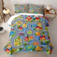 thumbnail image 2 of Manfei Cartoon Buildings Twin Quilt Set,City Streets Twin Coverlet Set,Gray,2 Pieces, 2 of 7
