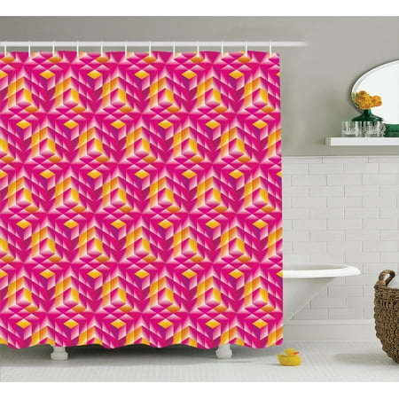 Artworks Home Pattern - Abstract Home Decor Geometry Artwork Stylish Patterns Shapes Vibrant Colors Creativity Futuristic, Bathroom Accessories, 69W X 84L Inches Extra Long, By Ambesonne