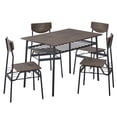 thumbnail image 5 of Modern 5 Pieces Dining Room Set, Seizeen White Dining Table Set for 4 with Storage Table & 4 Wood Top Chairs, Kitchen Breakfast Nook Set Bar Table Set for Small Space, Brown, 5 of 16