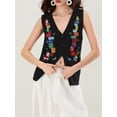 thumbnail image 2 of Women's V-neck Button Christmas Knit Vest Sleeveless Christmas Print Cardigan Tops Crochet Tank, 2 of 6