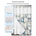 thumbnail image 4 of No Hook Shower Curtain with Snap-in Liner, Eiffel Tower Waterproof Fabric Bathroom Curtains, European Architectural Retro Hand-Painted Bath Curtains & Mesh Top Window 54"x78", 4 of 9