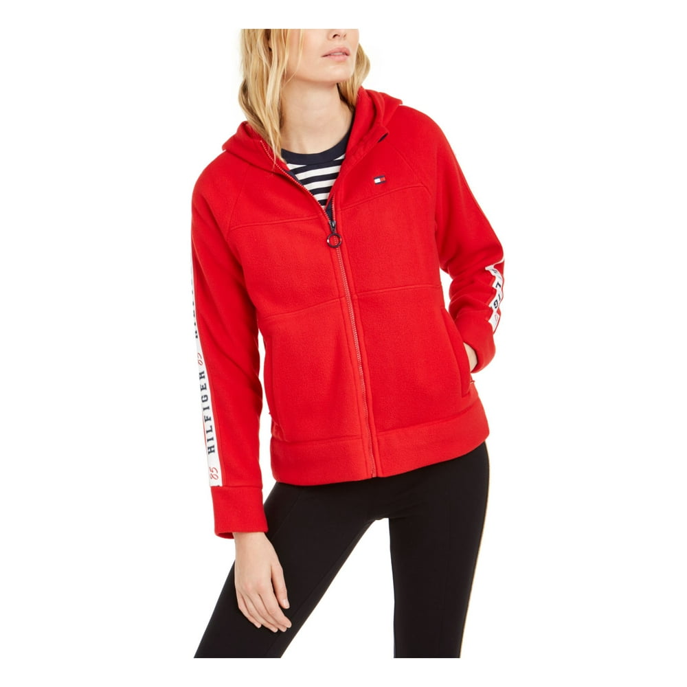 Tommy Hilfiger - TOMMY HILFIGER Womens Red Logo Long Sleeve Hooded ...