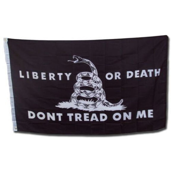 3x5 ft Black Liberty or Death Flag Gadsden Nylon Poly Dont Tread on Me Banner