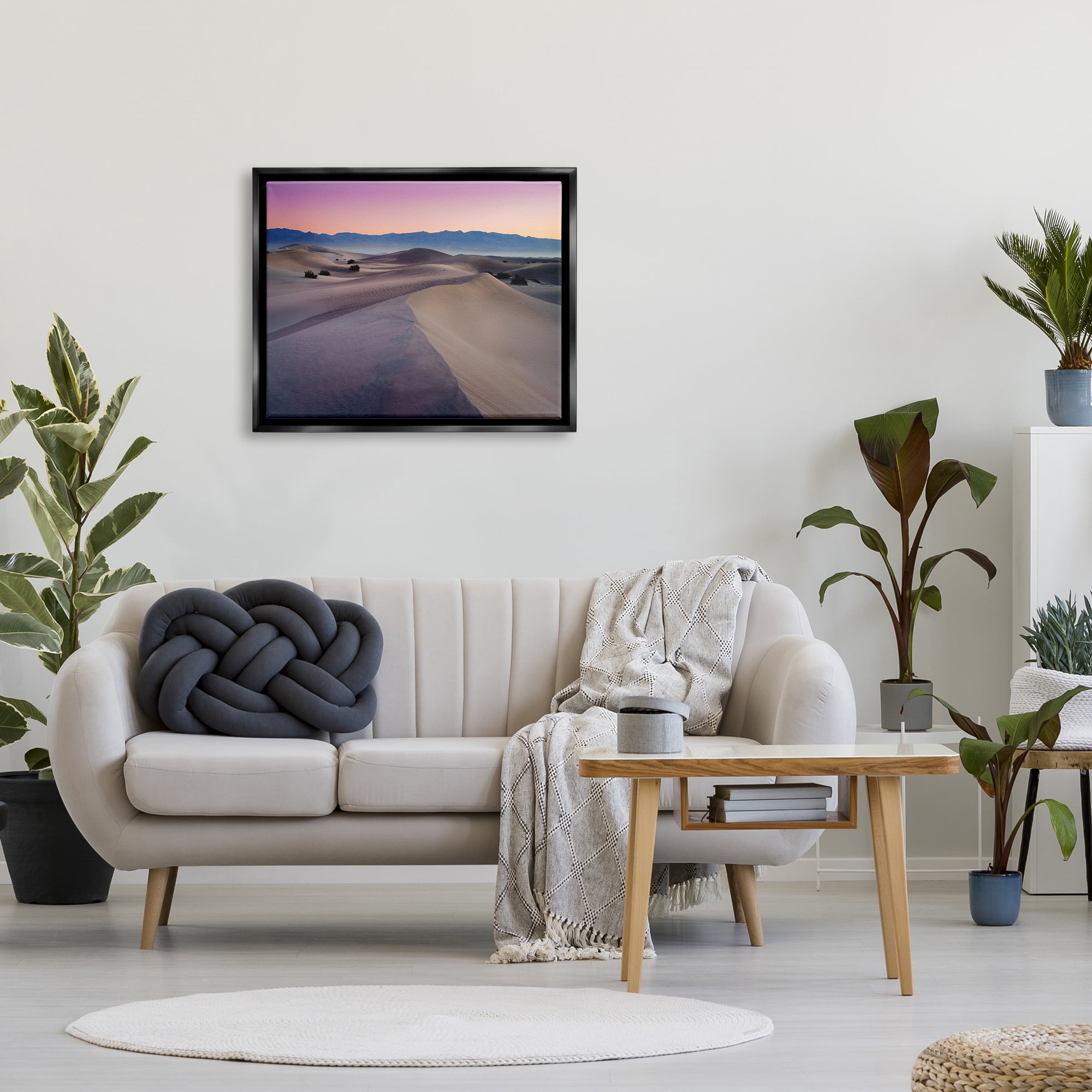 Stupell Desert Dunes Pink Sunrise Landscape Photography Black Floater Framed Art Print Wall Art
