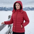 thumbnail image 5 of Winter Coat Women Long-Sleeve Water-Resistant Puffer Jacket with Hooded, Burgundy S, 5 of 8