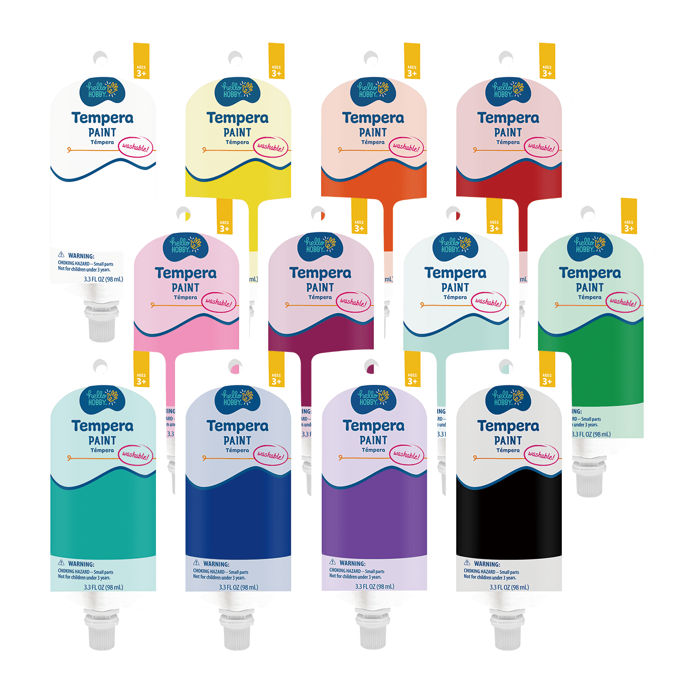 (8 pack) Hello Hobby 3.3 fl oz Aqua Tempera Paint