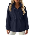 thumbnail image 7 of Jsaierl Women's Water Resistant Hooded Anorak Jacket Snap Button Drawstring Waist Windproof Lightweight Outdoor Rain Coat, 7 of 7