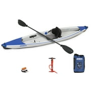 Sea Eagle 393RL RazorLite Inflatable Kayak - Lightweight, Drop Stitch, High Speed Inflatable Kayak for Touring- Solo or Tandem- w/Tall Back Seat(s), Paddle(s), Backpack, Skeg & Pump- ProCarbon Package