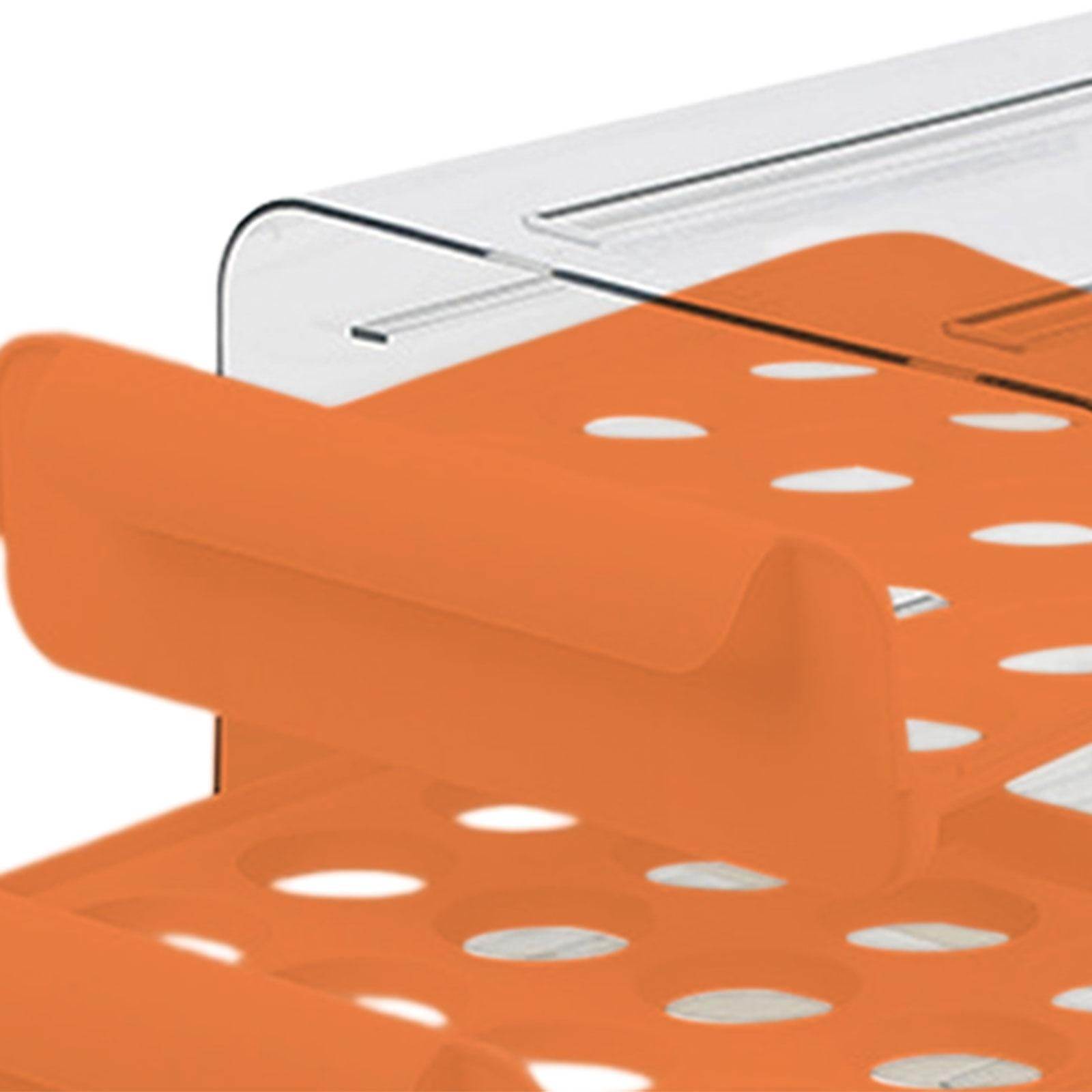 Fiocias 2 Layer Egg Holder Drawer Type Egg Fresh Storage Box Durable Clear Reusable with Orange