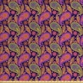 thumbnail image 1 of Traditional Fabric by the Yard, Paisley Pattern with Flowers and Leaves Colorful Dots Ethnic Art, Decorative Upholstery Fabric for Sofas and Home Accents, Dark Purple Multicolor by Ambesonne, 1 of 4